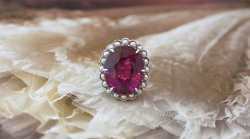 Cuprian Tourmaline & Seed Pearl Ring