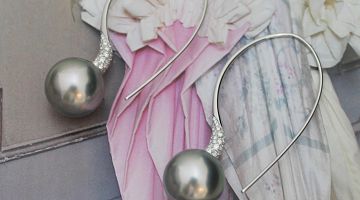 Tahitian Pearls on Diamond Long Drop Earrings