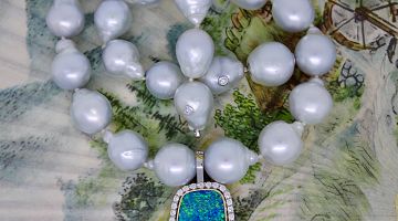 Boulder Opal Enhancer - South Sea Baroque Pearls