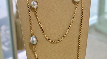 Antique Guard Chain with South Sea Pearls