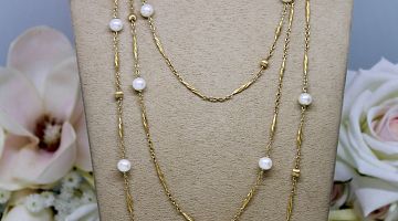 Antique French 18ct Chain with Akoya Pearls