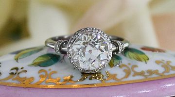 Art Deco Solitaire 2.67ct Old Euro Diamond Ring