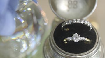 Art Deco Oval Solitaire and Baguette Ring