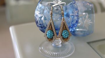 Antique Turquoise & Enamel Earrings