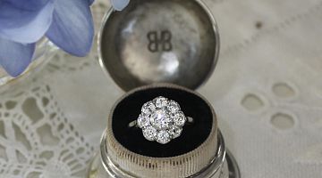 Antique, Victorian Silver Set Diamond Daisy Ring