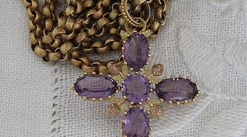 Georgian Amethyst Cross and Chain