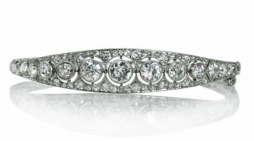 French Antique Platinum Diamond Bangle