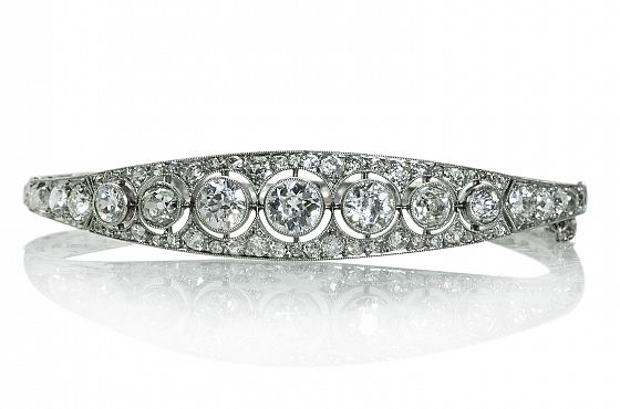 French Antique Platinum Diamond Bangle